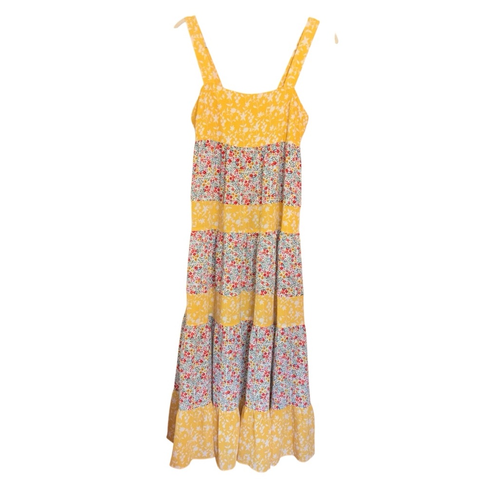 BB Dakota Lemon Drop Tiered Floral Maxi Dress Size 0